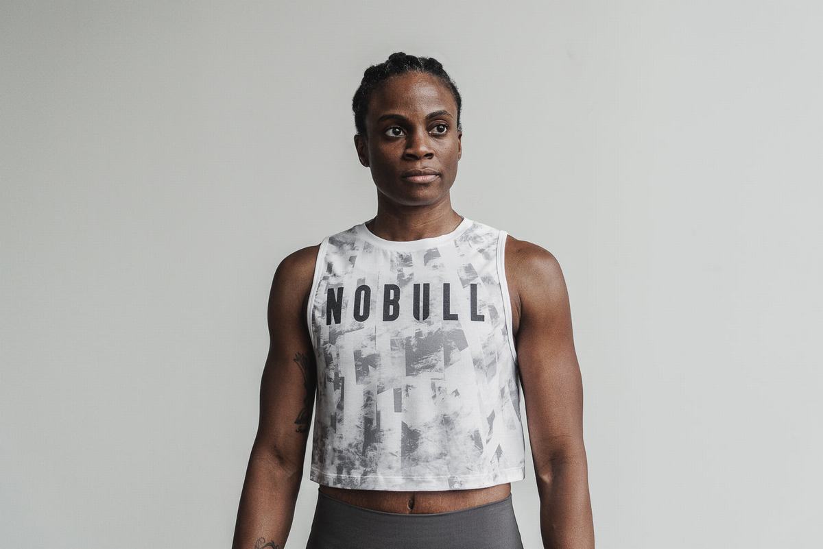 Nobull Muscle Artists For Humanity Women\'s Tank Tops White Black | Australia (VY4725)